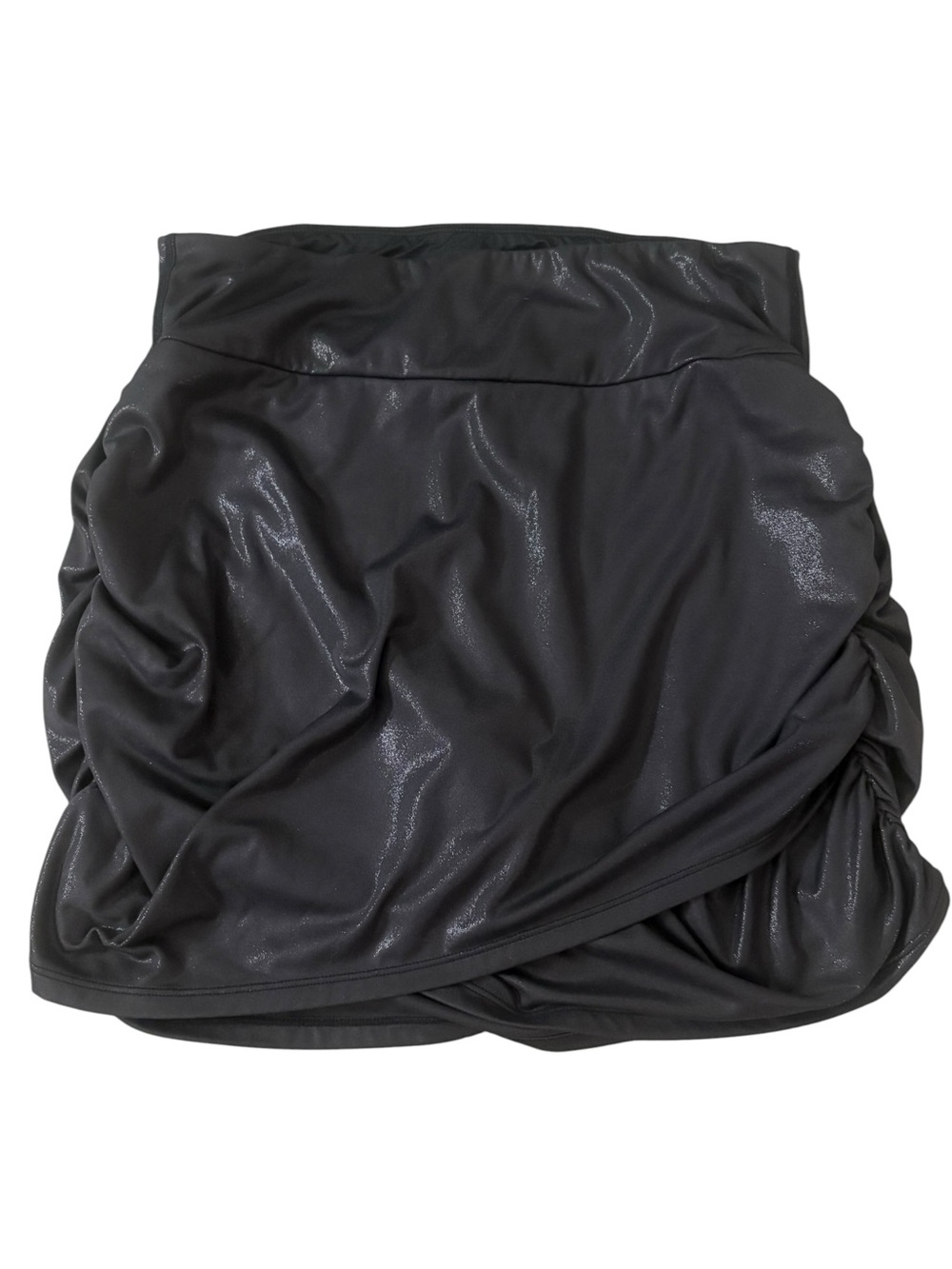 Halara Black Faux Leather Shimmery Ruched Skort Size Medium Athleisure Chic